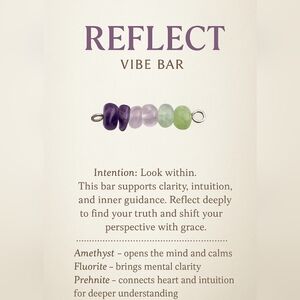 Reflect Vibe Bar Necklace Amethyst Fluorite Prehnite – Clarity & Intuition